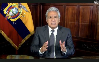 El presidente de Ecuador, Lenín Moreno, en un mensaje grabado el 23 de septiembre.