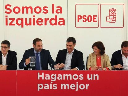 Pedro Sáncez presidiendo la reunión de la ejecutiva federal del PSOE.
