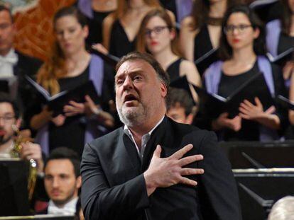 El barítono Bryn Terfel en un momento del concierto en el Palau de la Música.