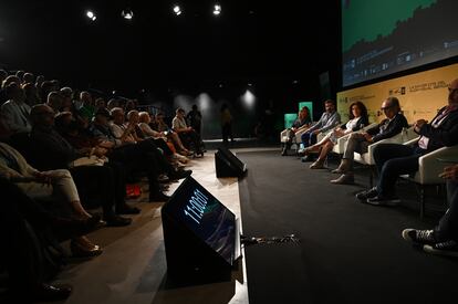 Un momento de la charla sobre inteligencia artificial de Iberseries & Platino Industria de este jueves en la Cineteca de Matadero en Madrid.