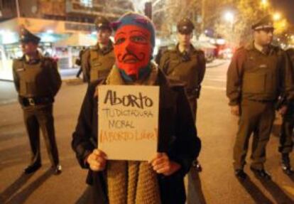 Manifestación a favor del aborto en Santiago de Chile.