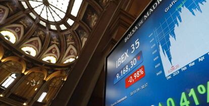 Vista del principal indicador de la Bolsa española, el Ibex 35.