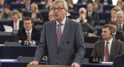 El presidente de la Comisión Europea, Jean-Claude Juncker, este martes en la Eurocámara.