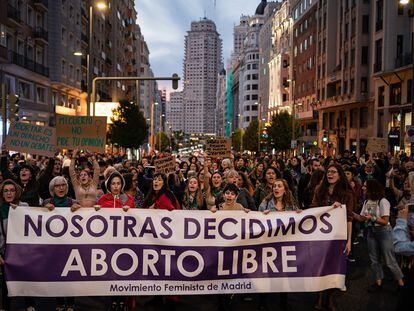 Manifestación feminista a favor del aborto libre, en septiembre en Madrid.