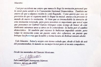 Fragmento de una carta escrita por el subcomandante Marcos.