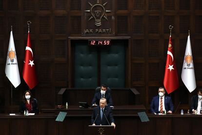 El presidente turco, Recep Tayyip Erdogan, el 12 de enero en el Parlamento en Ankara.