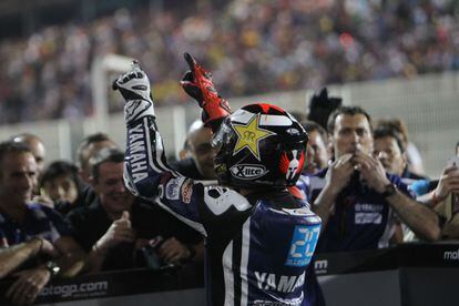 Jorge Lorenzo celebra su victoria en el Gran Premio de Catar