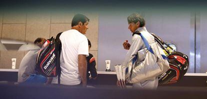 Toni y Rafa charlan en un reservado del Masters de Madrid, en 2014.