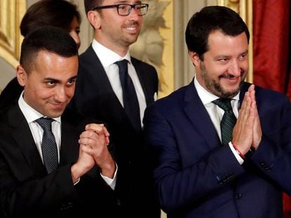 Luigi Di Maio y Matteo Salvini, en una ceremonia en el Quirinal, el pasado junio. 