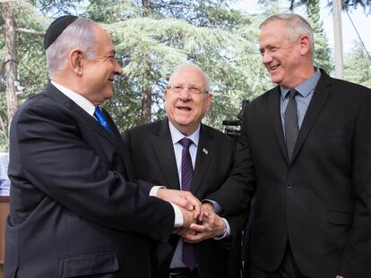 Netanyahu, el presidente Rivlin y Gantz, el pasado septiembre en Jerusalén.