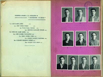 Detalle de interior del libro 'Madrid, 1945', de Andrés Trapiello. Información especial nº48 Delitos contra la Seguridad del Estado.