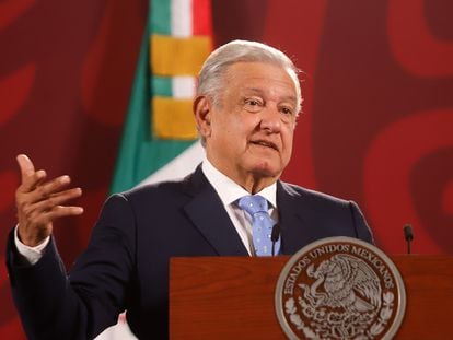El presidente de México, Andrés Manuel López Obrador, en su conferencia de prensa de este lunes.