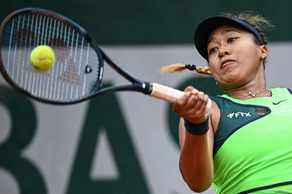 Naomi Osaka, este lunes durante el partido contra Anisimova en Roland Garros.