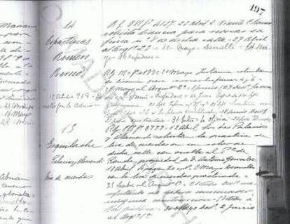 Licitaciones de la tira de cuerdas de 1917, con las firmas de Palacios y Otamendi.