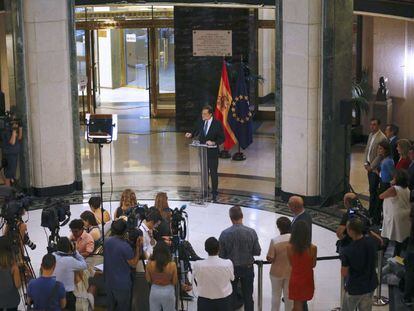 Rajoy, durante su comparecencia tras la firma del acuerdo.