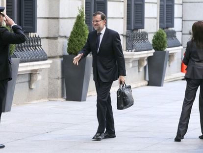 Mariano Rajoy a su llegada al Congreso.