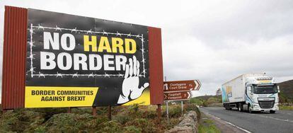 Cartel en Irlanda del Norte pidiendo que no se imponga una frontera en la isla. 