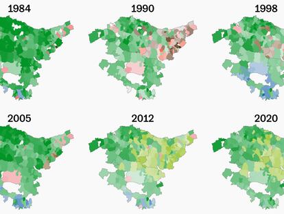 Mapa | Así han votado los vascos desde 1980, municipio a municipio