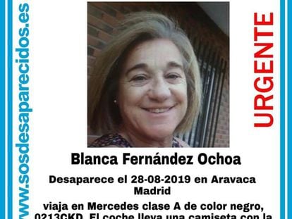 Imagen del cartel en el que se denuncia la desaparición de la esquiadora Blanca Fernández Ochoa.