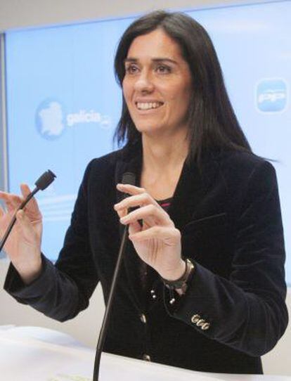 La portavoz del PP gallego en una rueda de prensa