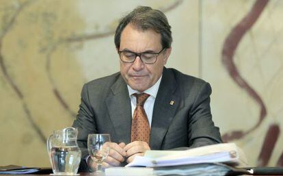 El presidente de la Generalitat, Artur Mas, durante la reunión semanal del Gobierno.