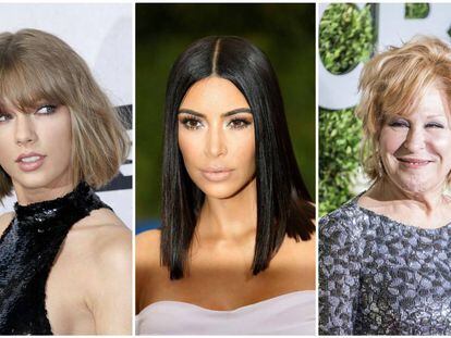 De izquierda a derecha: Taylor Swift, Kim Kardashian y Bette Midler.