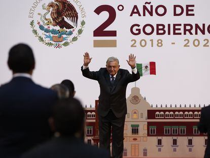 Andrés Manuel López Obrador, durante la presentación de su segundo informe de Gobierno.