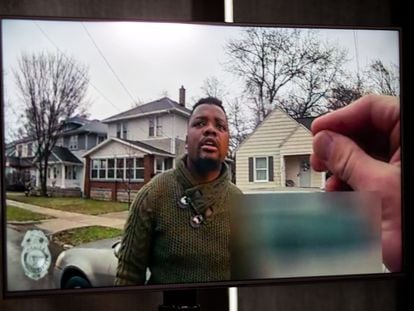 Captura del vídeo que muestra la detención y muerte de Patrick Lyoya (en la imagen) a manos de un policía, el 4 de abril en Grand Rapids (Michigan).