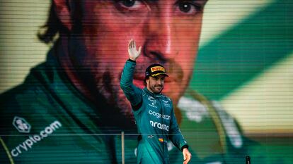 Fernando Alonso, en el podio del GP de Australia de esta temporada de Fórmula 1.