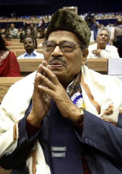 El cantante Manna Dey, en 2009 en Nueva Delhi.