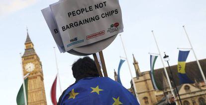 Protestas en Londres a favor de que el Parlamento británico modifique el proyecto del Brexit.