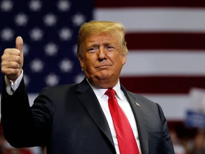 El presidente de EE UU, Donald Trump, durante un acto de campa&ntilde;a en Indiana, EE UU, el 5 de noviembre.