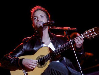 Pablo Albor&aacute;n, durante el concierto de ayer en el Palcio de los Deportes.  