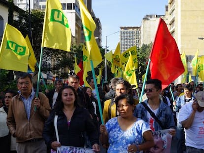 Marcha de la UP, en Bogotá.