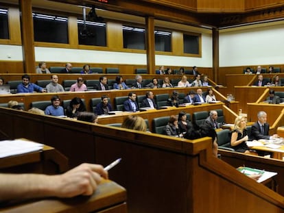 El Parlamento vasco este jueves minutos antes de leer la declaraci&oacute;n.