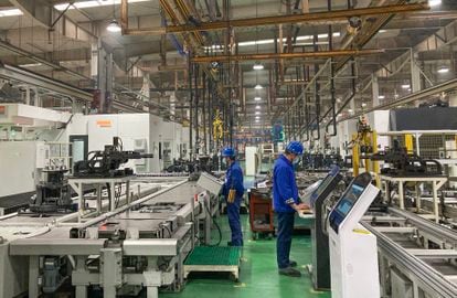 Interior of the Forklift commercial vehicle factory, on March 27, in Hefei (Anhui province), China.