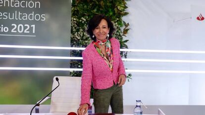 Ana Botín, presidenta del Banco Santander, durante la presentación de resultados.