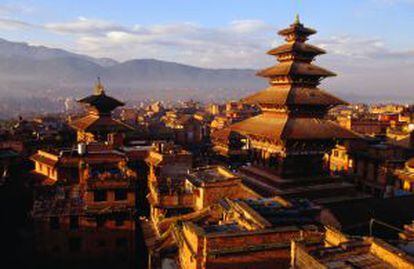 Templo de Nyatapola, en Bhaktapur, pueblo del valle de Katmandú, en Nepal.