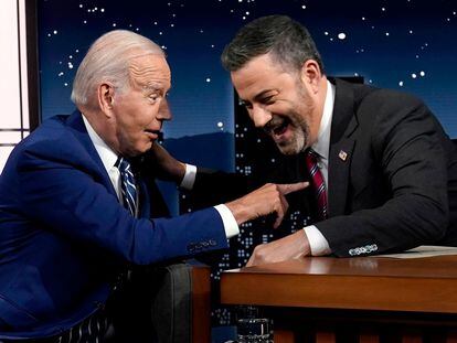 El presidente Joe Biden, durante la grabación del programa de Jimmy Kimmel este miércoles.