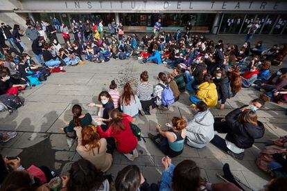 Protesta de alumnos del Institut del Teatre.