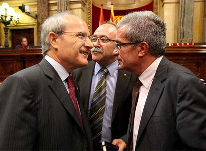 Montilla (izquierda) con Josep Lluís Carod (centro) y Joan Saura.