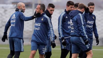 Mascherano, en el entrenamiento de la selección argentina en Rusia.