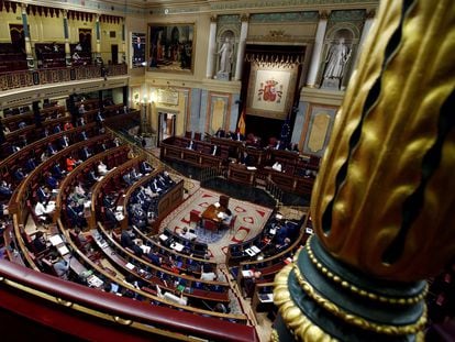 Vista del hemiciclo del Congreso de los Diputados en Madrid.