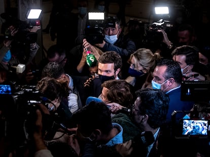 Pablo Casado, en la presentación del libro de Mariano Rajoy, el miércoles en Madrid.