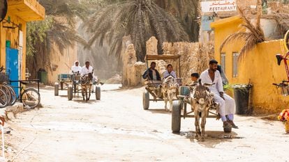 Una de las calles principales del centro del Oasis de Siwa, en Egipto.