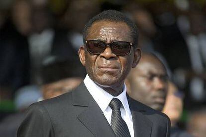 Teodoro Obiang, presidente de Guinea Ecuatorial, durante el funeral en Gabón de Omar Bongo.