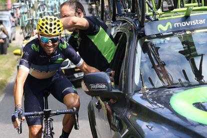 Valverde al empezar la &uacute;ltima etapa del Tour. 