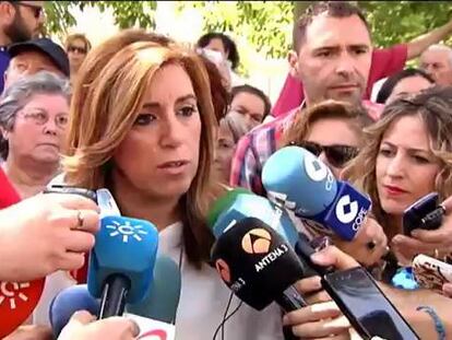 La presidenta en funciones de la Junta de Andalucía, Susana Díaz, durante su visita hoy a la provincia de Granada.