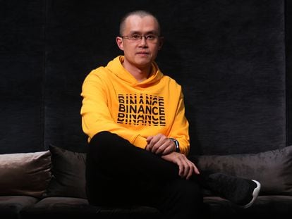 Changpeng Zhao, antiguo CEO de Binance, el mayor exchange de criptomonedas del mundo, durante una entrevista con EL PAÍS en el Wizink Center de Madrid, en abril de 2022.
KIKE PARA.