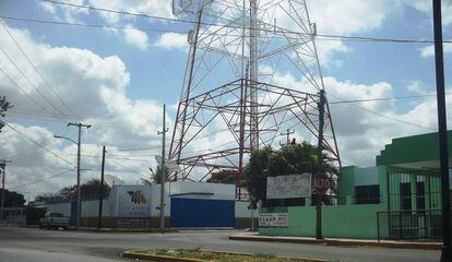 Una estación repetidora de TV Azteca en Mérida (Yucatán).